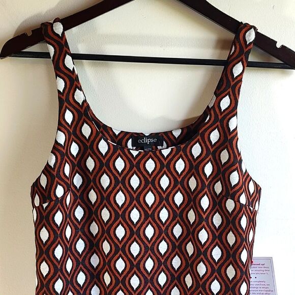 New With Tags Eclipse Size‎ XS Sleeveless Retro Print Jumper With Flap Pockets - Picture 7 of 12